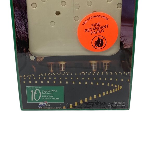 Luminaries Christmas Candle Set 10 With Coated Paper Bags Italian Votive Candles - Picture 2 of 7